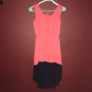 BOGO free!! Salmon and navy blue high low dress